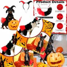 2 Pcs Halloween Dog Clown Costume Set For Small Large Dog Pet Costume Accessories Black Red Skirt Headband For Puppy Cats Halloween Cosplay Outfit Party Favors