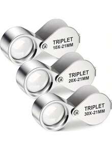 1pc Foldable Jewelry Magnifier, Portable Magnifying Glass, Pocket-Sized Cute Jewelry Magnifier, 10X 20X 30X Magnification, Metal, Back To School Office Supplies