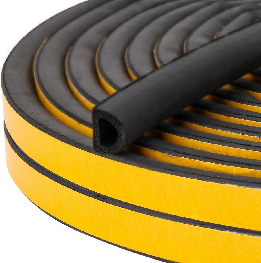 19.7Feet Rubber Weather Stripping Door Seal, Self-Adhesive Seals For Door Window Gap, Soundproofing, Insulation Strip, Door Sealers For Door Frame (Black),24337858 - 黑色 - 查看 1