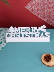 1pc Merry Christmas Ornaments, Suitable For Christmas Party Decoration, Room Decoration, Living Room Decoration,Christmas Tree Decoration - White - View 1