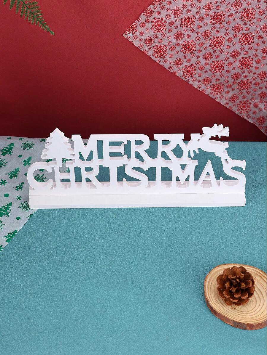 1pc Merry Christmas Ornaments, Suitable For Christmas Party Decoration, Room Decoration, Living Room Decoration,Christmas Tree Decoration - White - View 1
