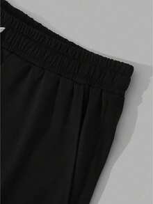 Men's Summer Short Sleeved Shorts Set 2-Piece, Spring And Autumn Style Short Sleeved T-Shirt+Shorts, Soft And Comfortable, Machine Washable, Dry Cleanable, High-Quality - Sight Sight - Printed Pattern Pullover+Pants,  Hip-Hop Style, Suitable For Holidays, Back To School, Streets, Outdoor Outings - 黑色 - 查看 4