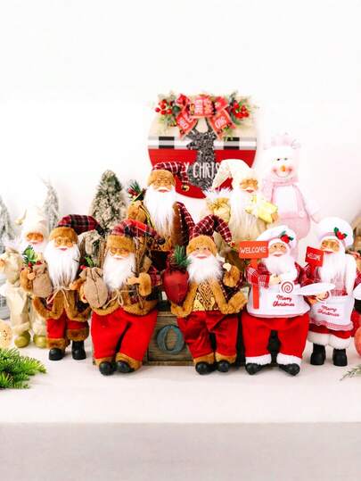 1 pieza Figura decorativa de Santa con gafas para decoración del hogar, accesorios para fiestas, decoraciones navideñas, regalos de cumpleaños y Navidad, decoración de habitaciones, decoración de invierno y Navidad