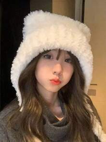 Winter Cute Bear Ear Warm Hat Women Plush Earflap Beanie Hat Kids Girls Windproof Skull Cap - Multicolor - View 10