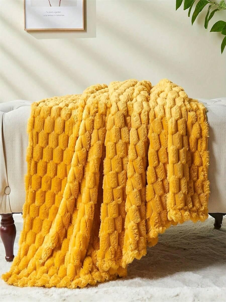 1pc Solid Striped Soft Warm Plush Blanket, Versatile Throw Blanket For Bedroom, Sofa, Travel, Office, Suitable For All Seasons, Perfect Christmas & Halloween Gift For Friends And Family