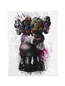 Kawss Kawaii Kaw Anime Flannel Blanket For Girls Boys Anime Gifts Throw Blanket Cozy Plush Flannel Fleece Print Blankets Double-Layer Blanket Lightweight Fuzzy For Bed Decor - màu đen - Xem 3