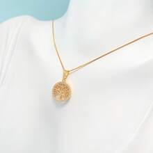 Simple And Elegant Tree Of Life Pendant Necklace, Inlaid With Zirconia, Plated In 925 Silver Or 18k Gold - Vàng - Xem 5