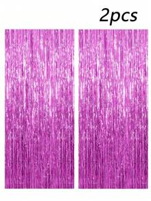 2 件/包铝箔窗帘背景银色金属丝箔流苏窗帘照片展位道具适用于生日婚礼订婚派对单身派对圣诞节节日庆祝派对装饰