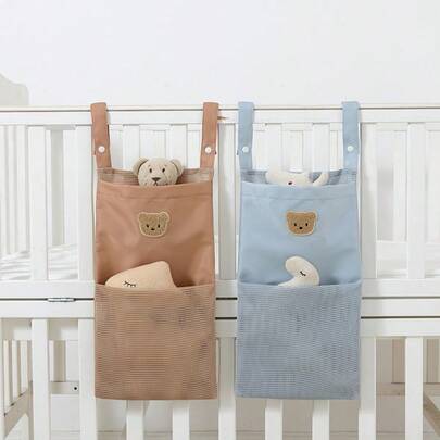 1 bolsa de armazenamento lateral para berço de bebê, bolsa organizadora de fraldas multifuncional respirável, lançamento outono/inverno