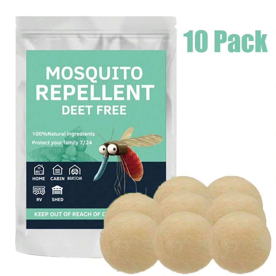10 Pack Indoor & Outdoor Mosquito Repellent,Mosquito Repellent Balls For Room, Travel, Patio, Garage & Yard, Effective Mosquito Deterrent To Keep Mosquitoes Away Everywhere - 10 Pack - 查看 1