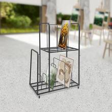 kangten Equipped With A Rolling Art Storage Rack, 2-Layer Metal Painting Board Storage Rack, Independent Art Canvas Storage Organizer, Modern Art Display Rack, Art And Collection Ventilation And Drying Rack Uphilltool Art Canvas Storage Rack, 2-Tier Painting Board Stand Art Drying Rack Art Easel Display Stands With Handrail And 4 Universal Wheels For Drawing Board, Panel, Paper Pad A Nice Gift - Black - View 2