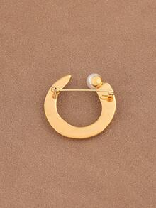 1 broșă minimalistă în formă de U din oțel inoxidabil, culoare aurie, la modă, cu perle artificiale, accesoriu de rever casual versatil, potrivit pentru purtarea zilnică a femeilor