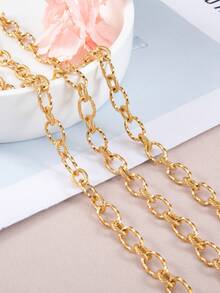 1m Catena ovale a forma di O in acciaio inossidabile con rilievo, adatta per la realizzazione fai-da-te di bracciali, collane e gioielli