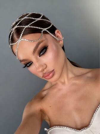 1 件镂空水晶钻网状头饰，奢华水晶头带，适合女士