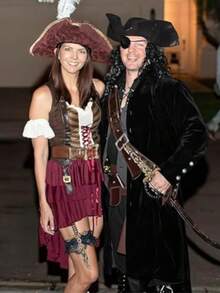 女士海盗剑配蕾丝蝴蝶结，海盗服装，玩具剑配大腿吊袜带，女士海盗装束，海盗配饰，角色扮演，高品质吊袜带，万圣节或其他特殊场合的理想海盗配饰，为您的双腿增添魅力和独特美感 - 彩色 - 查看 8