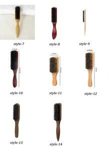 1 pieza Peine y cepillo para barba unisex, cepillo profesional para peinado sin fragancia, cepillo de cerdas de jabalí para cabello y barba para hombres y mujeres, cepillo profesional de cerdas de crin sin olor para peluquería para cabello grueso/fino, peine para recortar y limpiar, herramienta alisadora para peluquería, productos esenciales de viaje para el cuidado del cabello, accesorios para el cabello - Multicolor - Ver 8