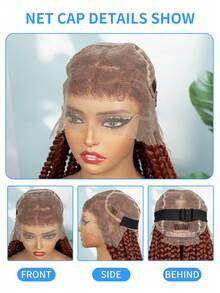36inch Full Lace Knotless Box Braid Wig Square Based Wig With Baby Hair Braided Wigs For Women - Cam bẩn - Xem 8