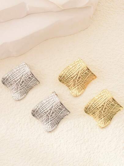 2 Peças Brincos de Botão Minimalistas de Aço Inoxidável, Adequados para Uso Diário