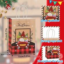 6/12/24件/套 21*15*8CM 2024 纸质创意优雅派对圣诞节节日礼品袋，泰迪熊、企鹅、雪人、圣诞老人图案可重复使用手提袋，适用于平安夜、圣诞节家庭礼物装饰、包装 - 彩色 - 查看 11