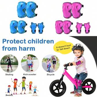 Kids Knee And Elbow Pads With Wrist Guards 3 In 1 Protective Gear Set For Skateboarding Cycling BMX Bike Scooter Skating Riding