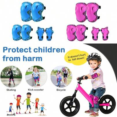 Kids Knee And Elbow Pads With Wrist Guards 3 In 1 Protective Gear Set For Skateboarding Cycling BMX Bike Scooter Skating Riding