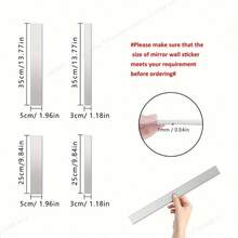 20pcs Silver Long Rectangle Mirror Wall Stickers, Acrylic Self-Adhesive Mirror Decals, Waistline Decor, Suitable For Living Room, Bedroom, Bathroom, TV Background Wall Decoration