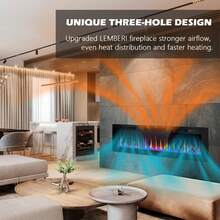72'' Ultra-Thin Electric Fireplace In-Wall Recessed And Wall Mounted Fireplace Heater,Linear Fireplace With Multicolor Flame,Timer,Low Noise,750/1500W,Touch Screen & Remote Control, With Plug - Black(72in) - View 6