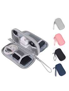 1pc Minimalist Solid Color EVA Digital Storage Bag For Earphones, Data Cables, Charger, Power Bank, Rectangle Box, Travel Essentials For Men And Women, Electronic Accessories Organizer Pouch, Electronic Accessories Digital Storage Bag For Organizing USB Cable, Earphones, Pens, Power Bank And Other Functional Travel Kit Items Charger Box. A Gift For A Woman, A Gift For A Man. - Multicolor - View 1