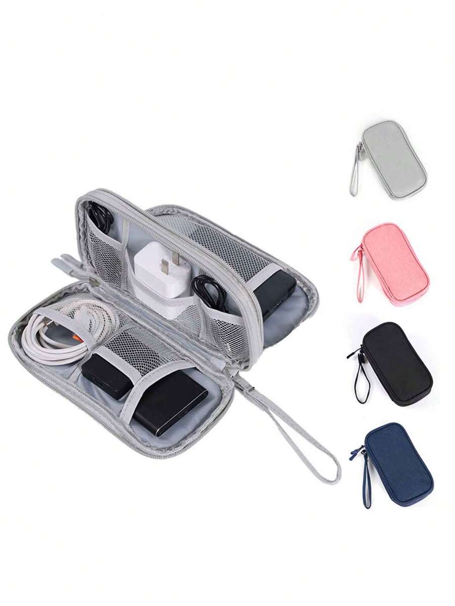 1pc Minimalist Solid Color EVA Digital Storage Bag For Earphones, Data Cables, Charger, Power Bank, Rectangle Box, Travel Essentials For Men And Women, Electronic Accessories Organizer Pouch, Electronic Accessories Digital Storage Bag For Organizing USB Cable, Earphones, Pens, Power Bank And Other Functional Travel Kit Items Charger Box. A Gift For A Woman, A Gift For A Man. - Multicolor - View 1