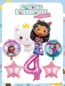 Gabby's Dollhouse 7 قطع بالونات ديكور حفلة عيد ميلاد لعبة بيت الدمية الكرتونية جابي، مجموعة بالونات من الألمنيوم المطبوع، ديكور لحفلات المناسبات والأعياد والأجواء الاحتفالية، هدية عيد الميلاد المثالية للأصدقاء، ديكور منزلي مثالي، ديكور غرفة مثالي، هدية عيد الحب، هالوين،