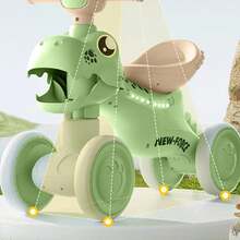 Montable de Dinosaurio para Niños - con Luces y Música, Cuatro Ruedas Estables, Asiento Cómodo - Ideal para Jugar en Casa y al Aire Libre - Azul - Ver 6