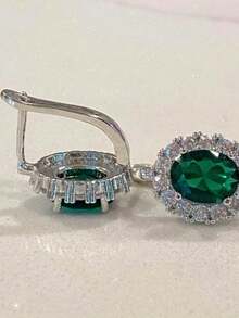 1 Pair Vintage Luxe Style Earrings Embellished With Zirconia Jewelry Party Wedding Ear Accessories For Women(No Box)