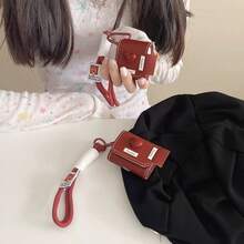 1pc Wine Red 3D Heart Shaped Protective Case For AirPods Pro 1/2/3/4 Bluetooth Earphones