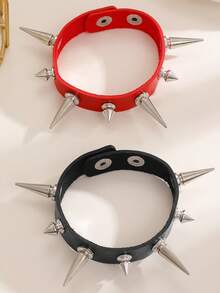 1pc Punk Style Rivet Leather Bracelet, Fashionable Couple Accessory Suitable For Men & Women, Ideal For Holidays, Parties, Daily Wear, Wonderful Gift For Halloween, Christmas, Thanksgiving, Birthday