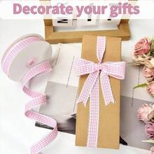 Gingham Plaid Ribbon - 58x20 Yards Polyester Checked Ribbon Wrapping, Flower Bouquets, Wreaths - Home Party Decor Ribbon Pink - Hồng + 5/8" - Xem 6