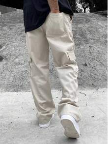 Men's Ice Cargo Pants With Drawstring Waist And Slight Stretch Long Trousers Loose Casual Streetwear Skate Unisex - Ice - View 5