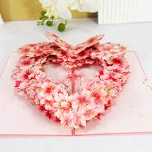 1 tấm thiệp chúc mừng 3D hình trái tim hoa anh đào, bao gồm phong bì 7"x5", thích hợp cho Lễ Tạ ơn, Ngày của Mẹ, Sinh nhật, Ngày lễ tình nhân, Đám cưới, Kỷ niệm, Giáng sinh - D - Xem 12
