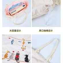 1 Stück Lotus Khaki Nylon Einkaufstasche mit Kordelzug, große Kapazität, geeignet für tägliches Einkaufen, Campus, Reisen, Fotografie, neue Herbst Damen Umhängetasche