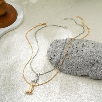 1pc Unisex Western Cowboy Boot Stainless Steel Rhinestone Pendant Necklace