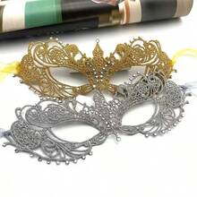 Adult Masquerade Ball Mask, Diamond Inlaid Satin Belt Style, Mysterious And Fun Lace Mask, Couple Style And Men's And Women's Lace Headwear And Clothing, Christmas Mask - Black - View 16