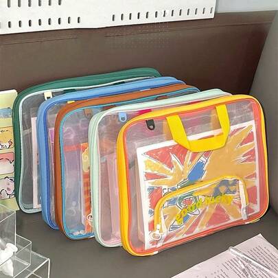 1 pezzo Borsa portadocumenti portatile - Organizer a 3 strati con grande capacità, apertura a 180°, porta documenti durevole, per scuola, ufficio, organizzazione domestica - Varie opzioni di colore