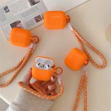 钥匙扣、挂绳简约橙色腕带耳机盒兼容 Pro 第 1/2/3/4 代蓝牙保护套 - 橘色 - 查看 6