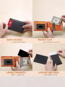 HOVI'S Porte-cartes minimaliste classique, portefeuille fin et portable pour cartes et espèces, porte-monnaie multifonction