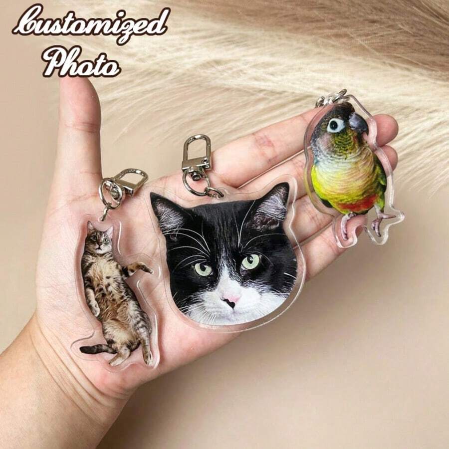 Custom Cat Photo Keyring, Dog Keychain, Dog Memorial Gift, Personalized Pet Photo Keychain, Dog Keychain, Holiday Gift For Pet Lovers - Multicolor - View 1