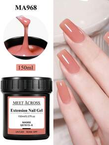 MEET ACROSS جل تمديد الأظافر الوردي 150 مل، جل بناء الأظافر المعالج بأشعة UV LED، فرنسي فن الأظافر جل UV LED شبه دائم، مستلزمات صالون الأظافر DIY للاستخدام المنزلي