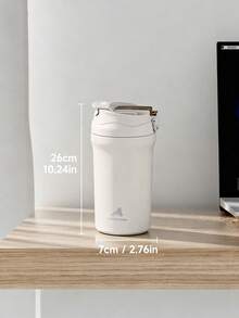 20盎司大容量真空隔热不锈钢保温咖啡杯，带防漏盖，双层壁设计，可重复使用，适合运动、健身、旅行和上学。 - 白色 - 查看 5