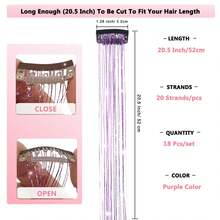 Tím Kẹp Dây nhiều màu sáng bóng Tóc 20 Inch Long lanh Tinsel Nối tóc Bộ dụng cụ Lấp lánh Nàng tiên Phụ kiện tóc Đối với phụ nữ Cô gái , Đầy màu sắc Dây nhiều màu sáng bóng Tóc Kẹp Ins Gia hạn Với Mặt Ngọc - Màu tím - Xem 3