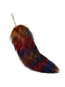 1 قطعة تعليقة حقيبة على شكل ذيل ثعلب مزيف، تعليقة ذيل فرو متعدد الألوان، تعليقة مفتاح على شكل حيوان لطيف، تعليقة مفتاح ذيل ثعلب فرواني زخرفي، اكسسوار فرواني كبير الحجم للتعليق في عيد الهالوين (قد تختلف ألوان الذيل، تعليقة المفتاح عشوائية)