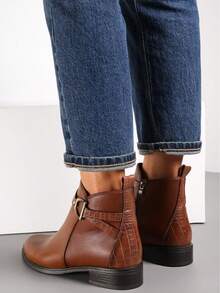 2025Women's Autumn And Winter Short Boots And Ankle Boots Brown Casual Style Classic American Halloween Christmas Spring Festival Suitable For Dating Shopping Outdoor Snow Travel