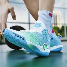 2025新款百搭篮球鞋，舒适防滑男士运动鞋，摩擦鞋底降噪男士休闲鞋，户外厚底增高鞋，称霸篮球场操场跑步鞋，男女运动鞋，夜光版，尺码：36-45 - 白藍 - 查看 7